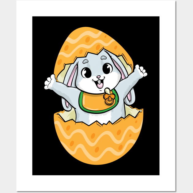 Baby rabbit with Pacifier Bib and Egg Wall Art by Markus Schnabel